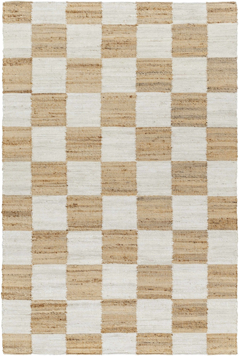 Tyhir Modern Beige And Ivory Checkered Jute Rug - The Rug Decor