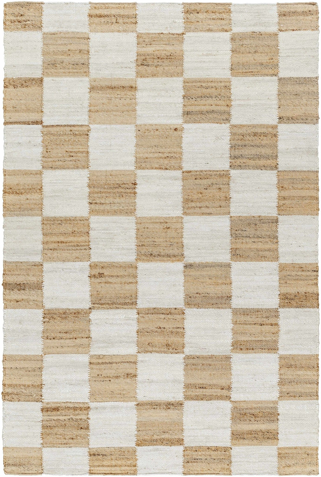 Tyhir Modern Beige And Ivory Checkered Jute Rug - The Rug Decor