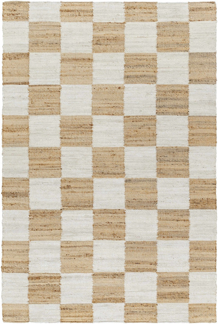 Tyhir Modern Beige And Ivory Checkered Jute Rug - The Rug Decor