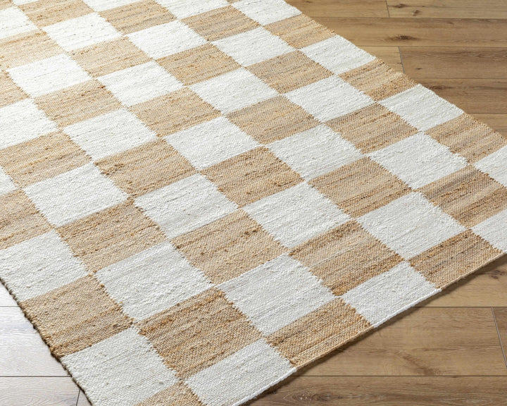 Tyhir Modern Beige And Ivory Checkered Jute Rug - The Rug Decor