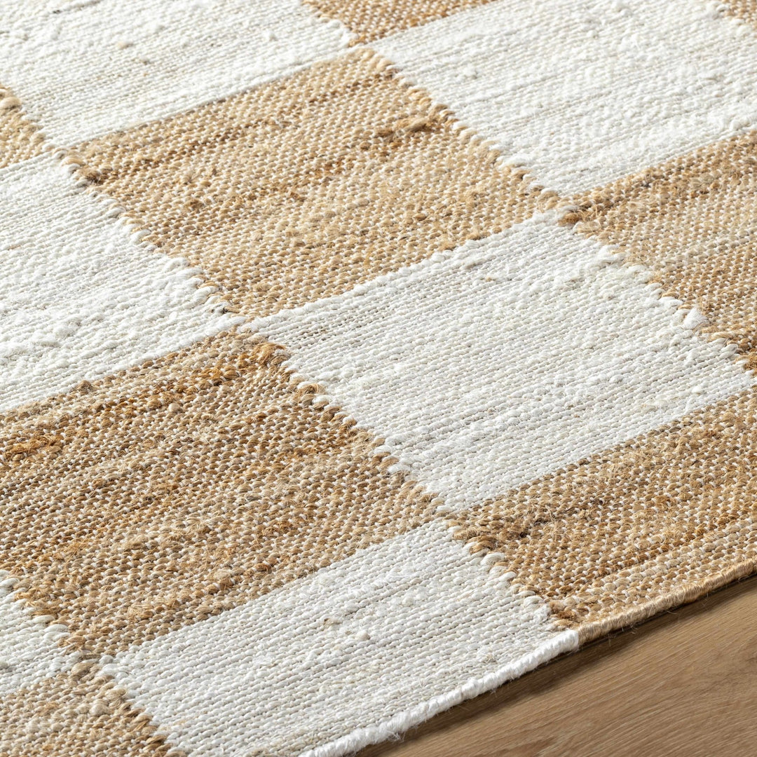 Tyhir Modern Beige And Ivory Checkered Jute Rug - The Rug Decor