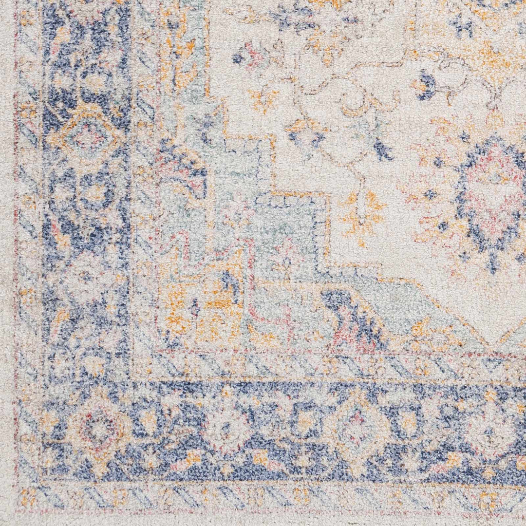 Tyro Ivory And Blue Traditional Style Hand Woven Area Rug