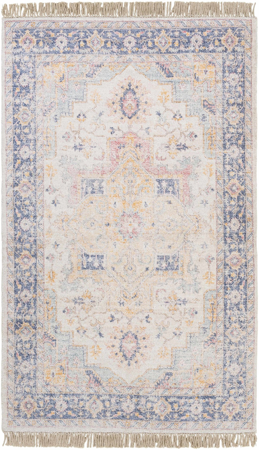 Tyro Ivory And Blue Traditional Style Hand Woven Area Rug - The Rug Decor