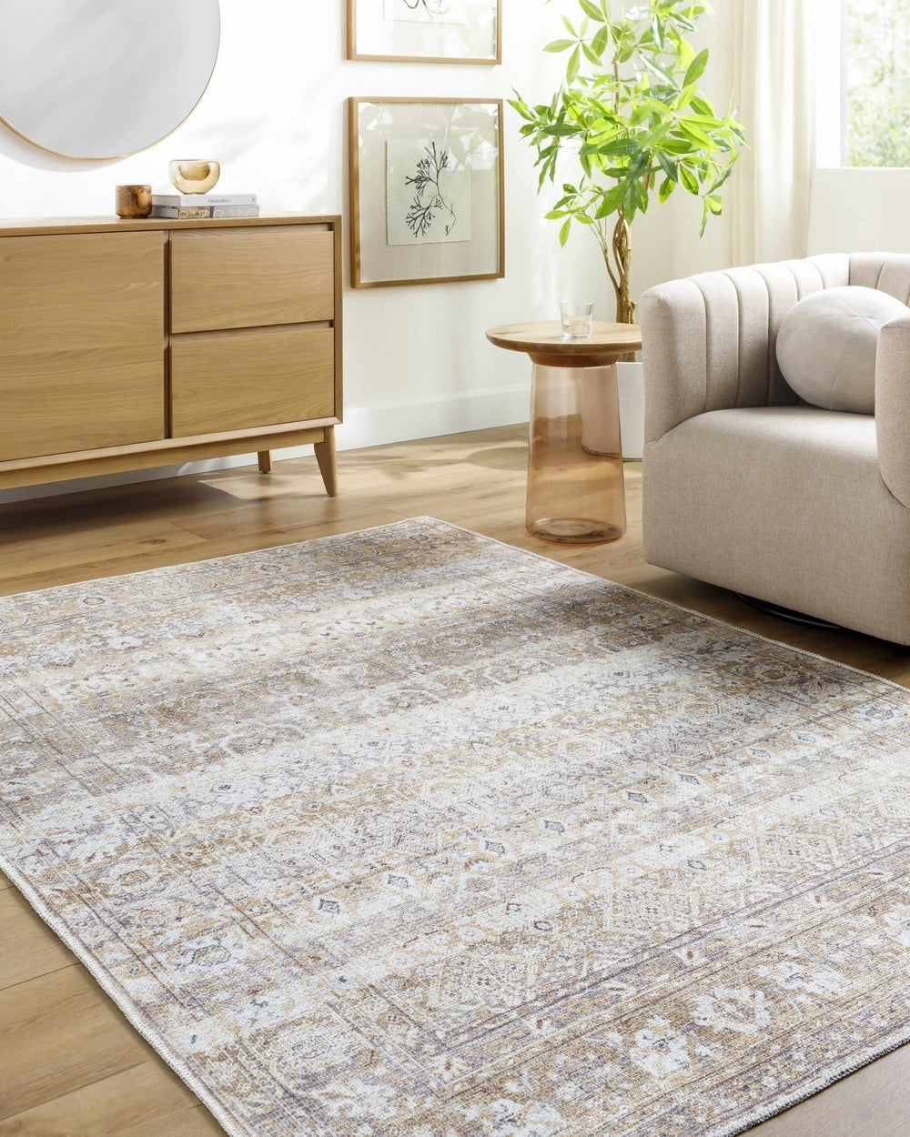 Tywin Traditional Beige And Gray Washable Rug - The Rug Decor