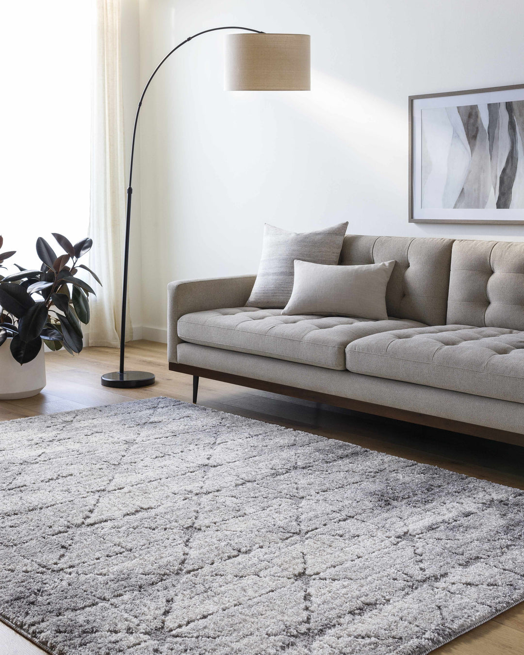 Tyree Modern Trellis Pattern Gray Area Rug