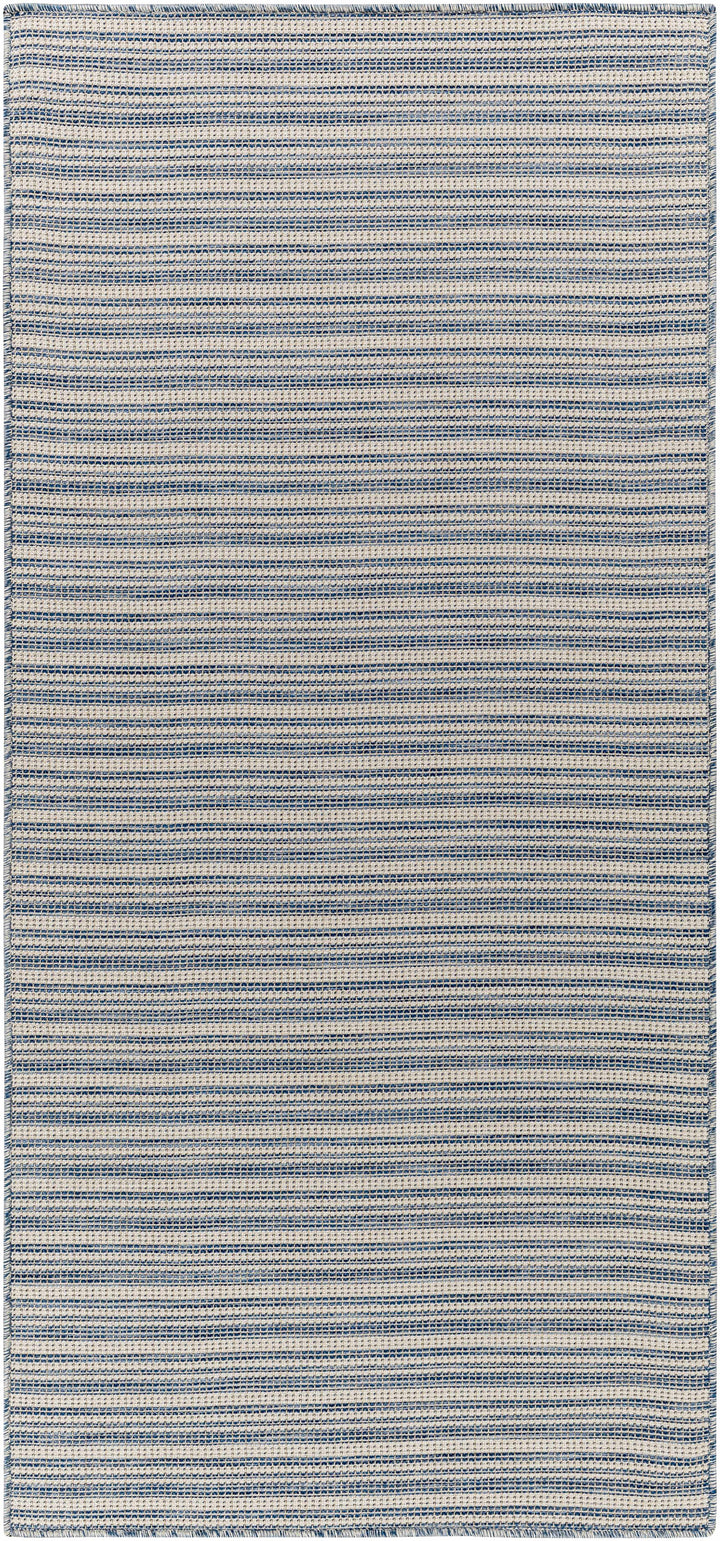 Udom Modern Stripe Pattern Blue And Ivory Area Rug