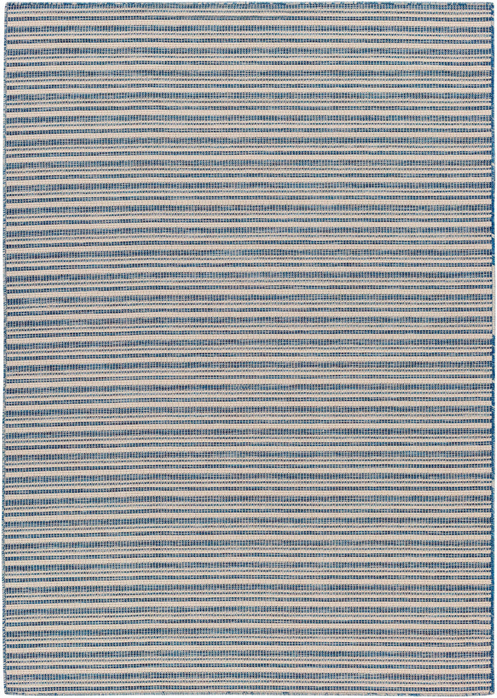 Udom Modern Stripe Pattern Blue And Ivory Area Rug
