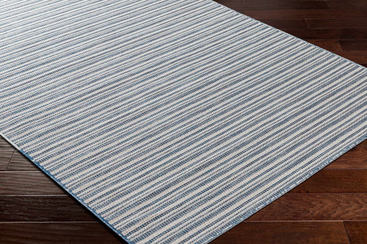 Udom Modern Stripe Pattern Blue And Ivory Area Rug