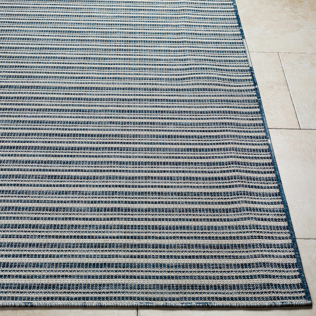 Udom Modern Stripe Pattern Blue And Ivory Area Rug