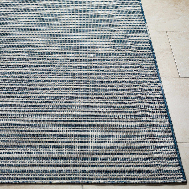 Udom Modern Stripe Pattern Blue And Ivory Area Rug