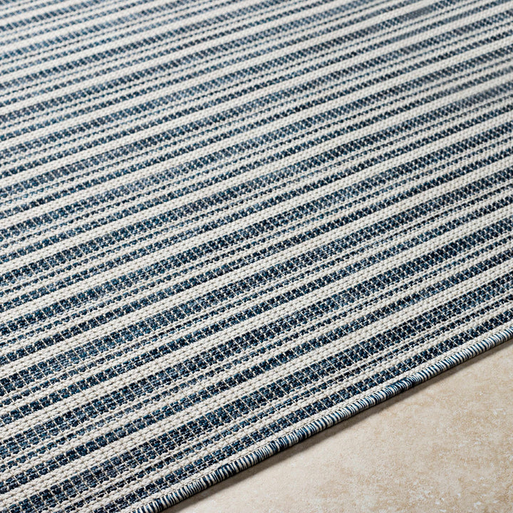 Udom Modern Stripe Pattern Blue And Ivory Area Rug