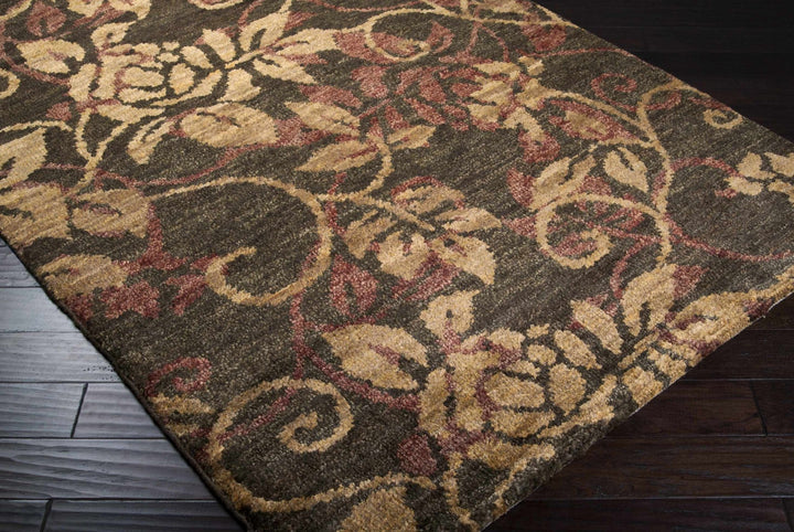 Uhland Traditional Floral Design Brown Hand Knotted Area Rug - The Rug Decor