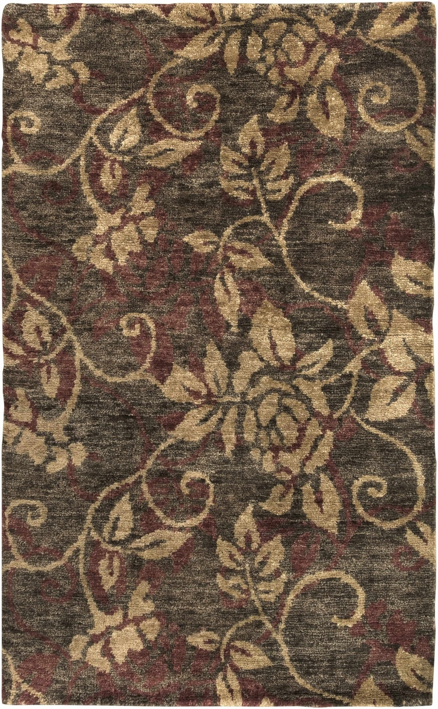 Uhland Traditional Floral Design Brown Hand Knotted Area Rug - The Rug Decor