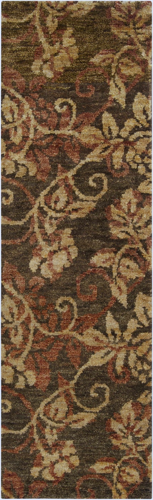 Uhland Traditional Floral Design Brown Hand Knotted Area Rug - The Rug Decor