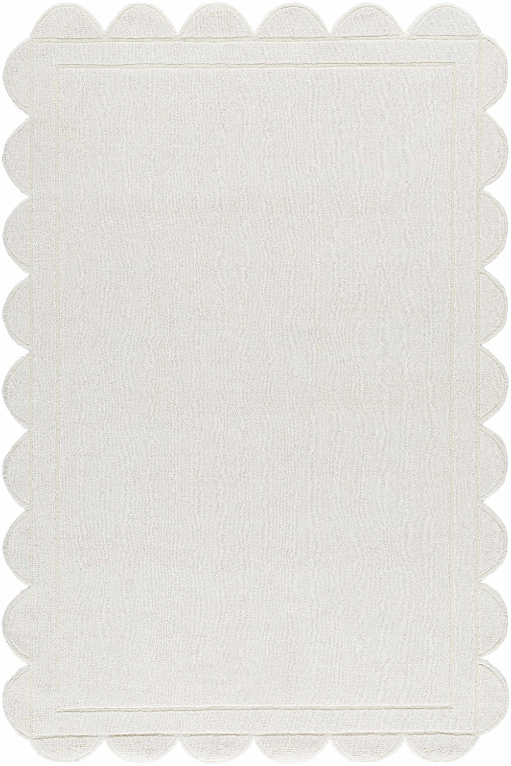 Uhuro Scalloped Contemporary Style White Area Rug - The Rug Decor