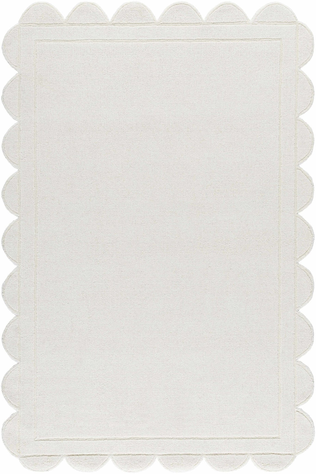 Uhuro Scalloped Contemporary Style White Area Rug - The Rug Decor