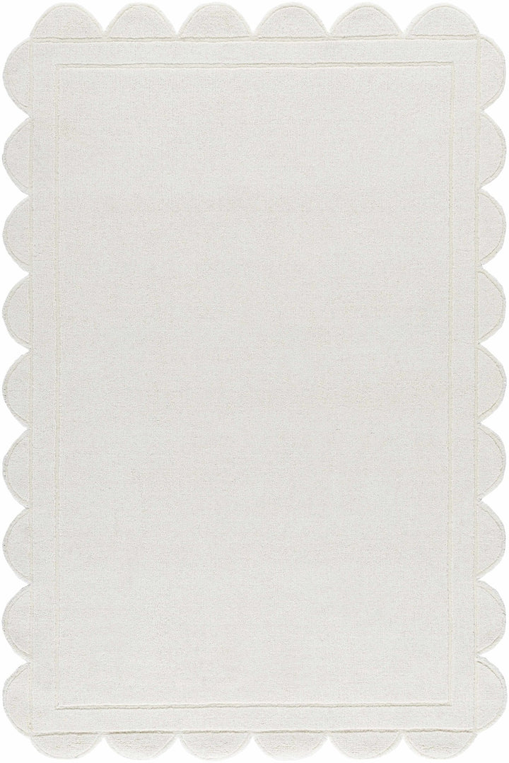 Uhuro Scalloped Contemporary Style White Area Rug - The Rug Decor