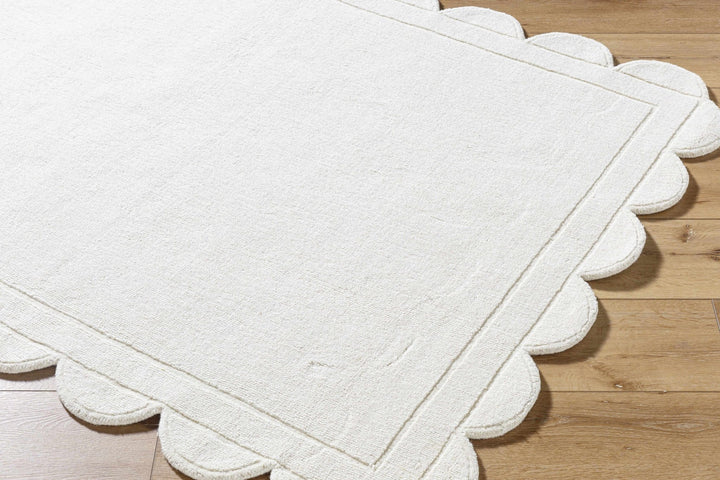 Uhuro Scalloped Contemporary Style White Area Rug - The Rug Decor