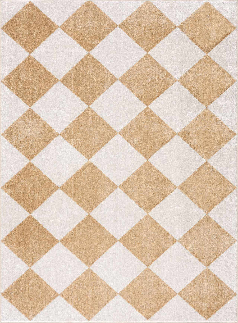 Ulric Modern Geometrical Beige And Ivory Washable Area Rug - The Rug Decor