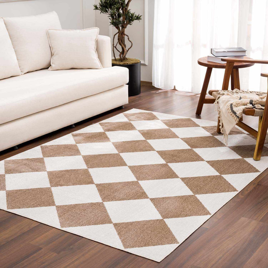 Ulric Modern Geometrical Brown And Beige Area Rug - The Rug Decor