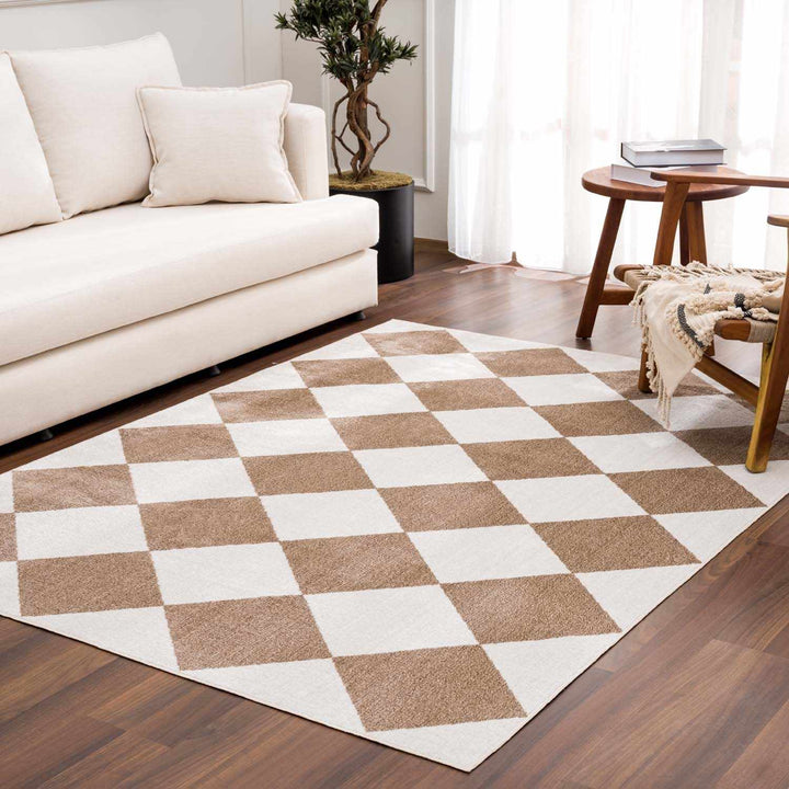Ulric Modern Geometrical Brown And Beige Area Rug - The Rug Decor