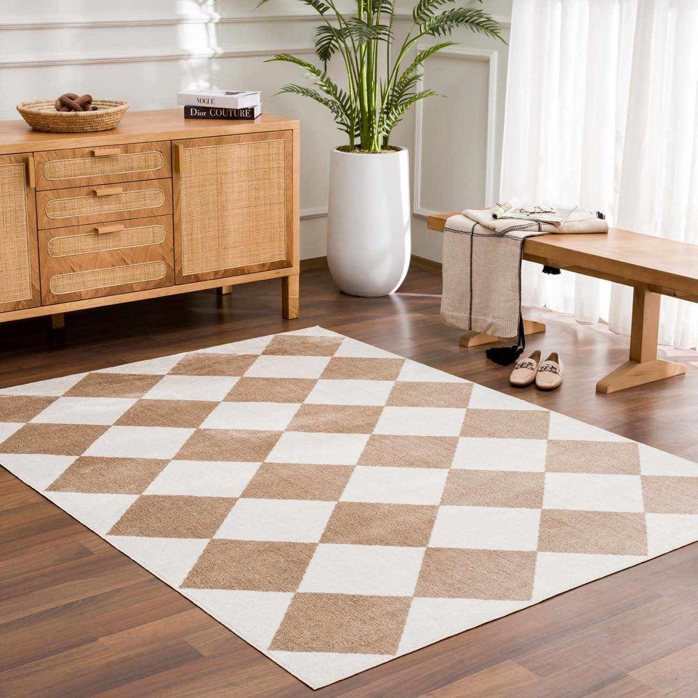 Ulric Modern Geometrical Brown And Beige Area Rug - The Rug Decor