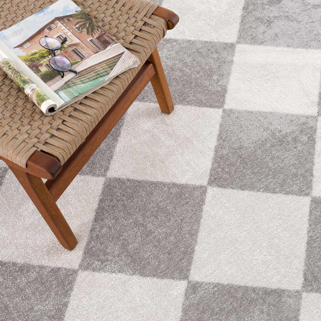 Ulric Modern Geometrical Gray And Ivory Washable Rug - The Rug Decor