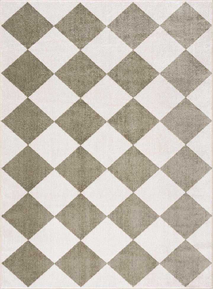 Ulric Modern Geometrical Green And Ivory Washable Rug - The Rug Decor