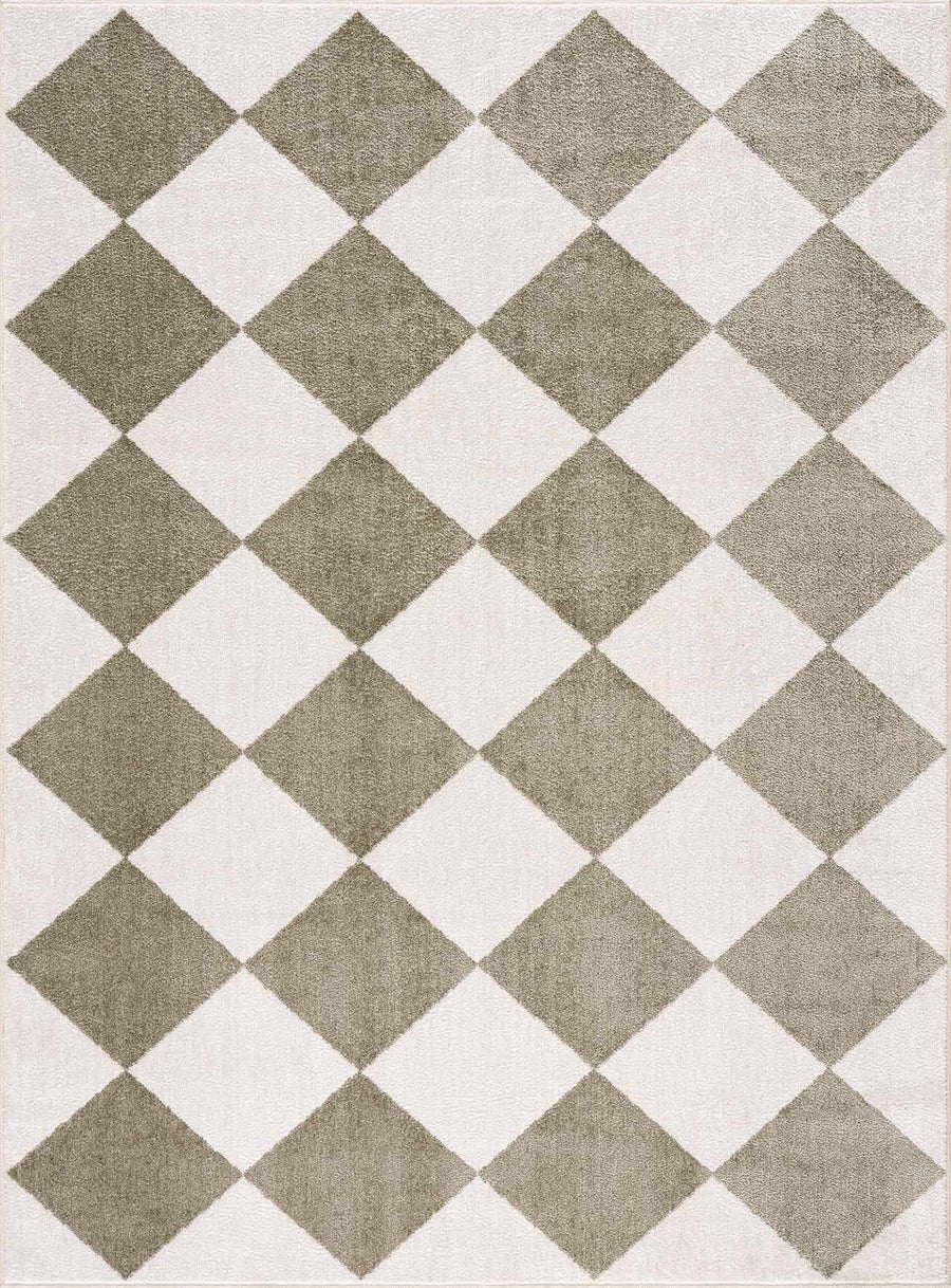 Ulric Modern Geometrical Green And Ivory Washable Rug - The Rug Decor