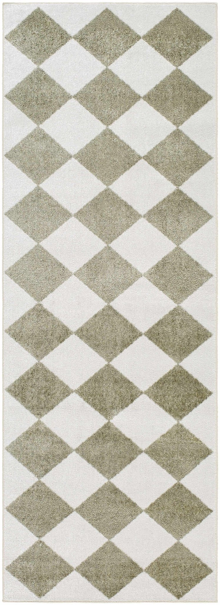 Ulric Modern Geometrical Green And Ivory Washable Rug - The Rug Decor