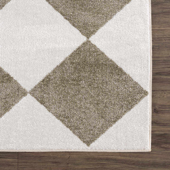 Ulric Modern Geometrical Green And Ivory Washable Rug - The Rug Decor