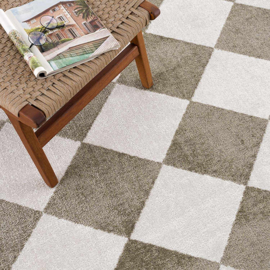 Ulric Modern Geometrical Green And Ivory Washable Rug - The Rug Decor