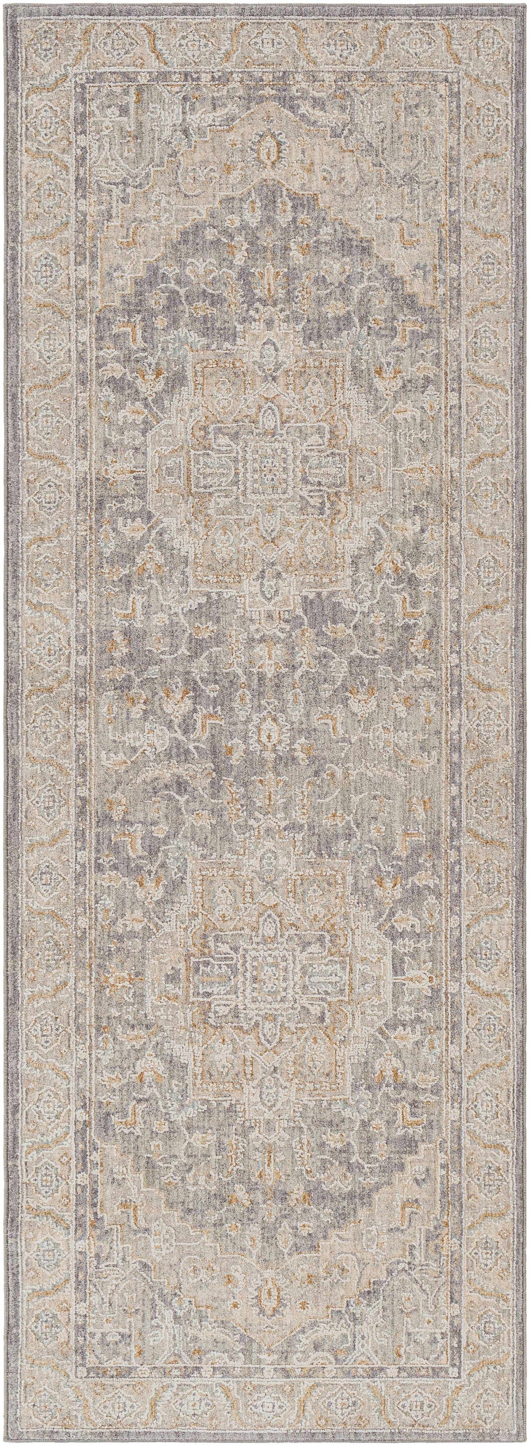 Ulubey Gray Traditional Medallion Design Area Rug