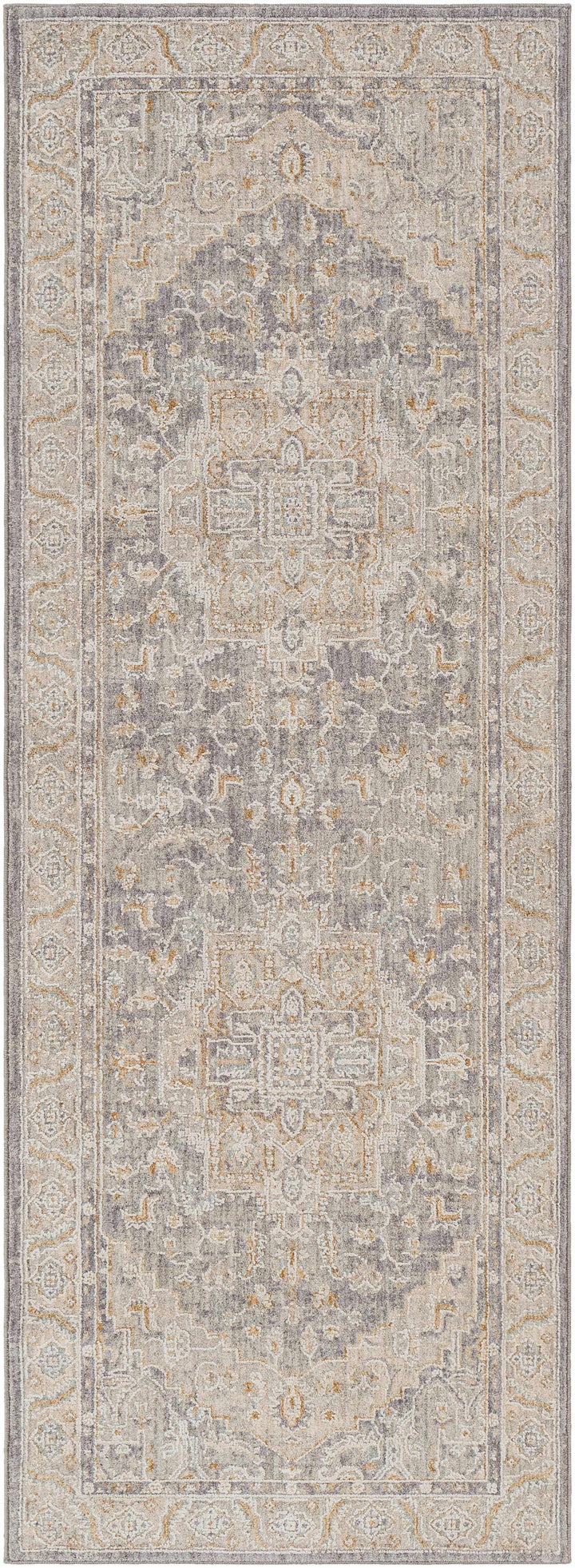 Ulubey Gray Traditional Medallion Design Area Rug