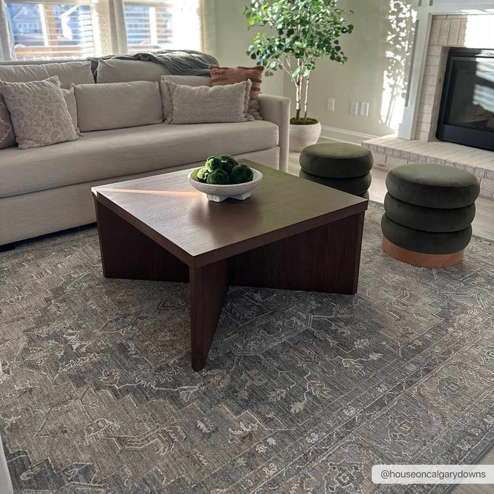 Ulubey Gray Traditional Medallion Design Area Rug - The Rug Decor