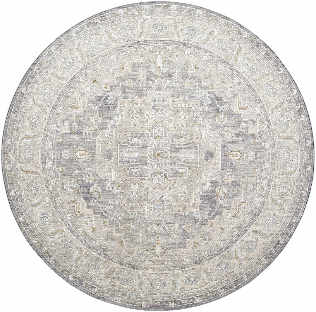 Ulubey Gray Traditional Medallion Design Area Rug - The Rug Decor