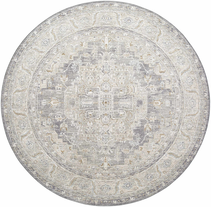 Ulubey Gray Traditional Medallion Design Area Rug - The Rug Decor