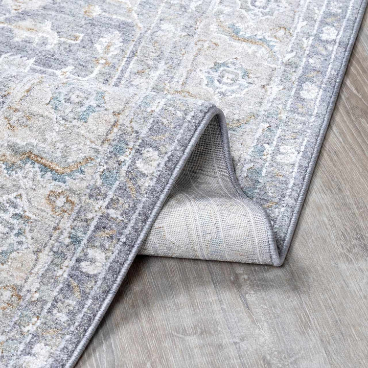 Ulubey Gray Traditional Medallion Design Area Rug - The Rug Decor