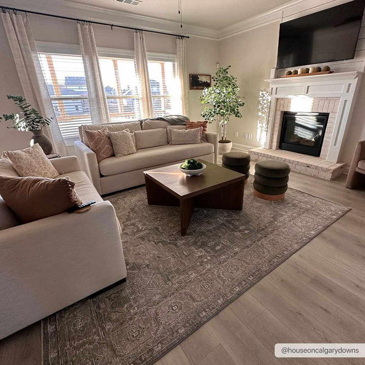 Ulubey Gray Traditional Medallion Design Area Rug - The Rug Decor