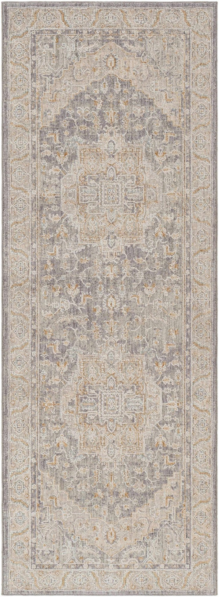Ulubey Gray Traditional Medallion Design Area Rug - The Rug Decor