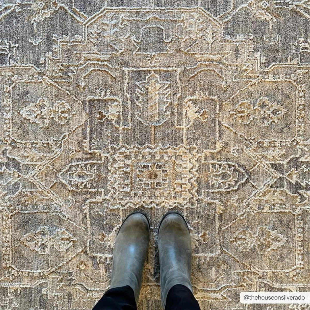 Ulubey Gray Traditional Medallion Design Area Rug - The Rug Decor