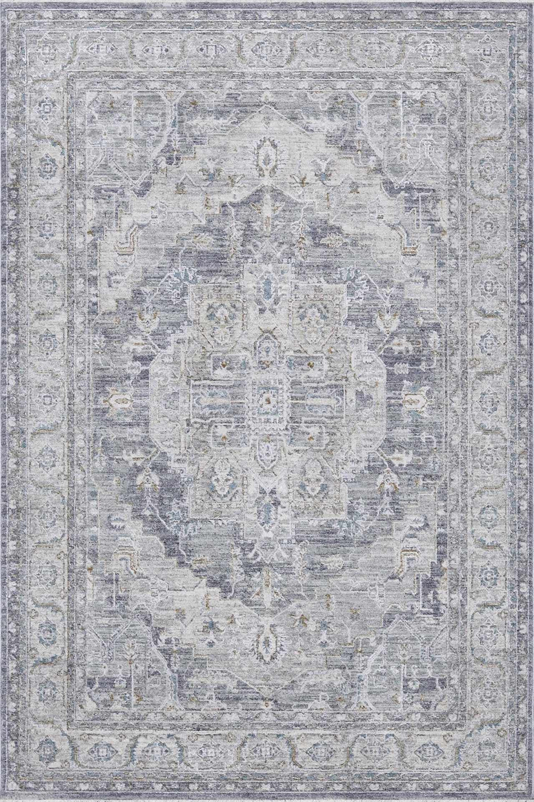 Ulubey Gray Traditional Medallion Design Area Rug - The Rug Decor