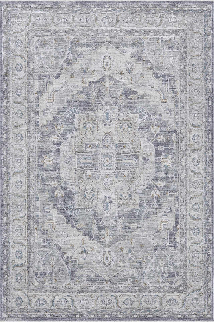 Ulubey Gray Traditional Medallion Design Area Rug - The Rug Decor