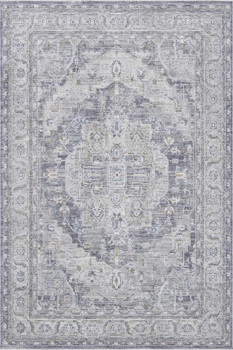 Ulubey Gray Traditional Medallion Design Area Rug - The Rug Decor