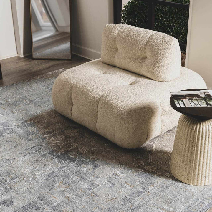 Ulubey Gray Traditional Medallion Design Area Rug - The Rug Decor