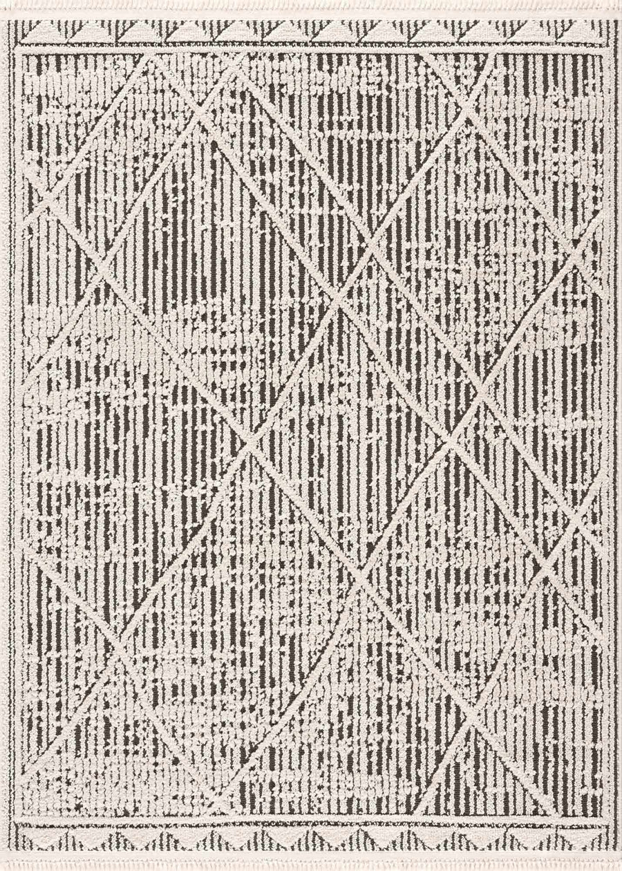 Umay Contemporary Geometrical Ivory And Black Rug - The Rug Decor