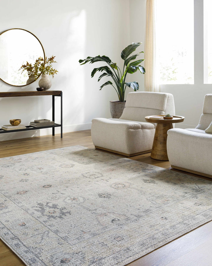 Umeko Traditional Style Gray And Ivory Area Rug - The Rug Decor