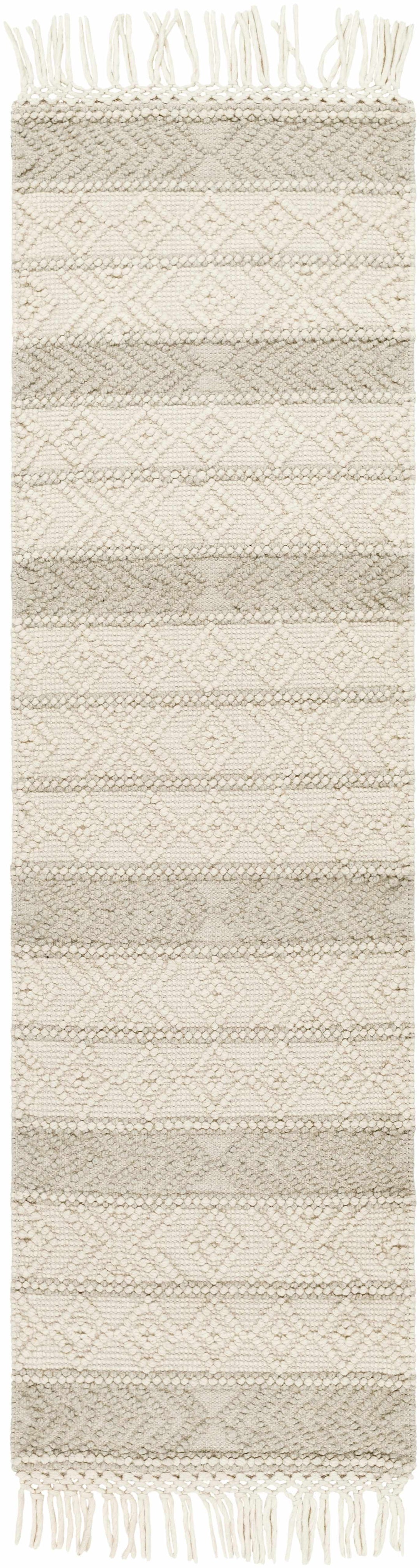 Ummi Contemporary Beige and Ivory Hand Woven Wool Rug
