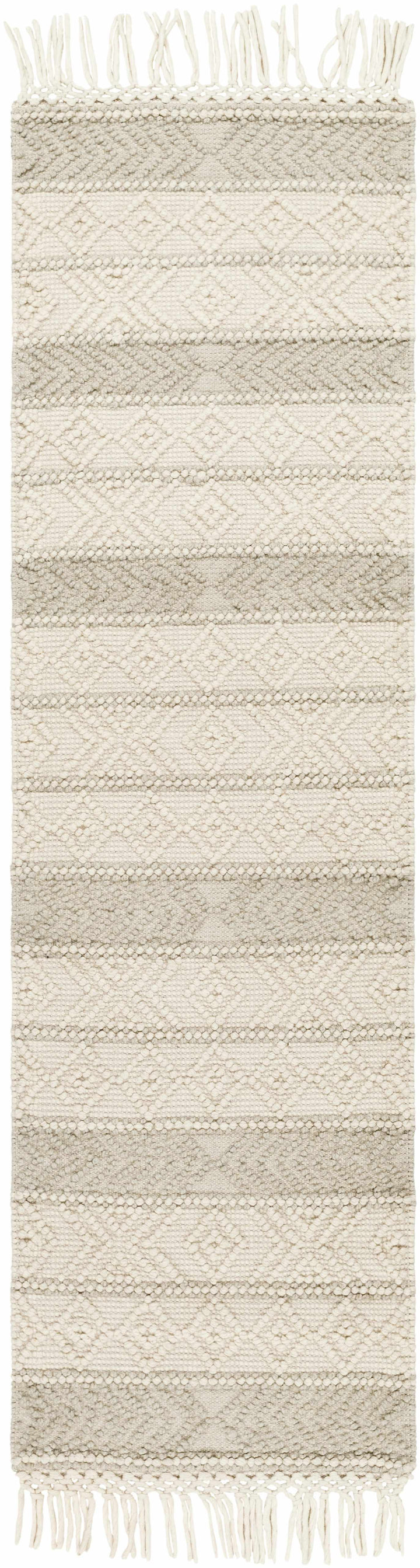 Ummi Contemporary Beige and Ivory Hand Woven Wool Rug