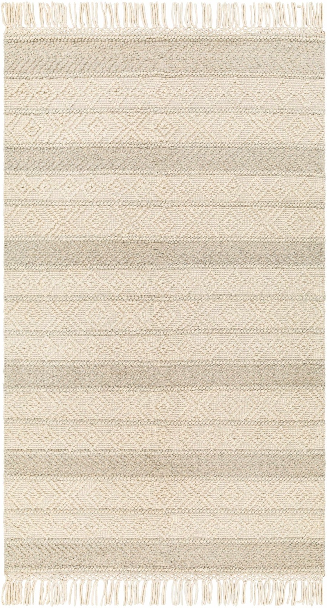 Ummi Contemporary Beige and Ivory Hand Woven Wool Rug - The Rug Decor